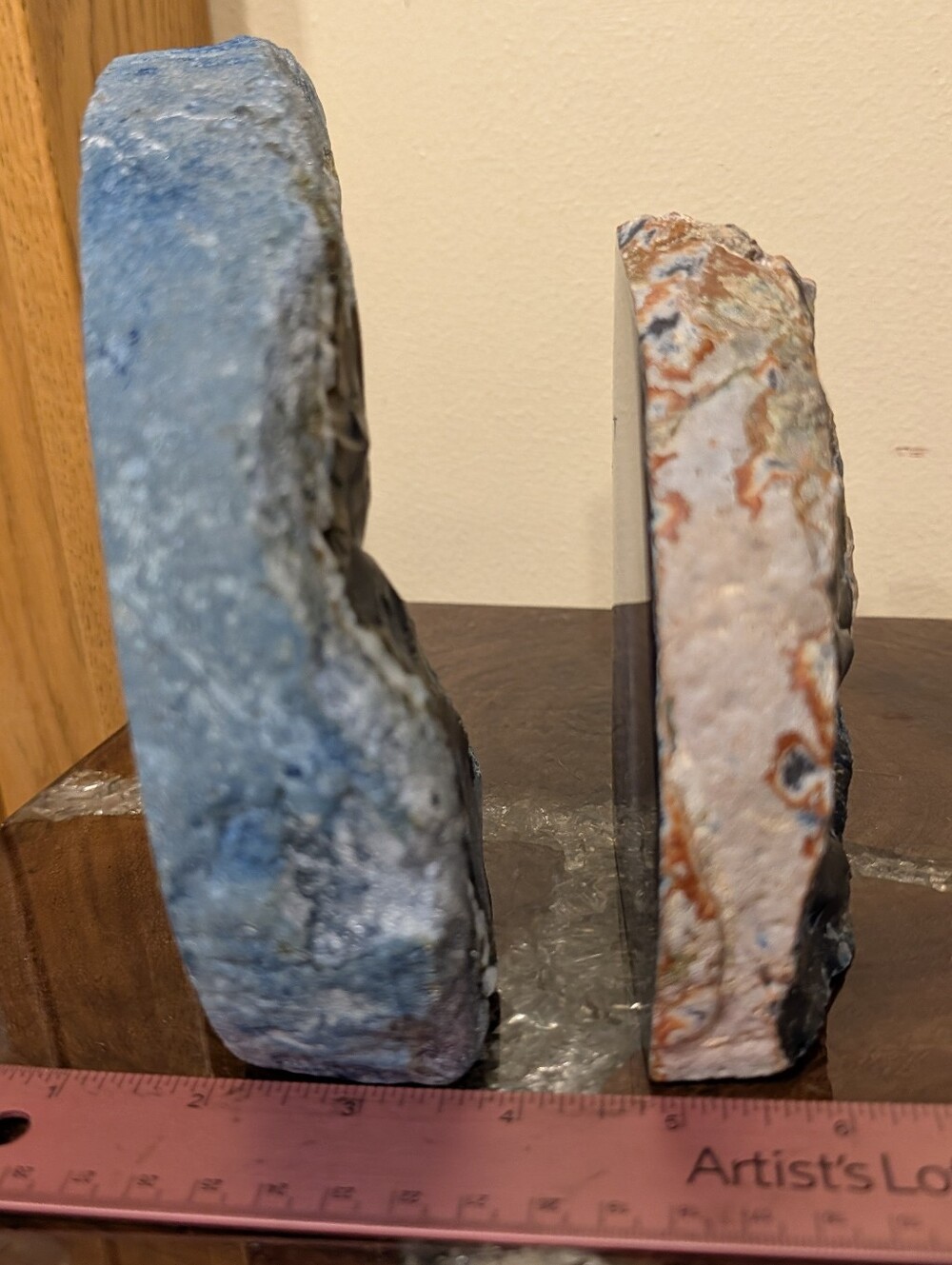 Agate Geodes Set of 3 Cobalt Blue Polished Sections - Picture 11 of 16